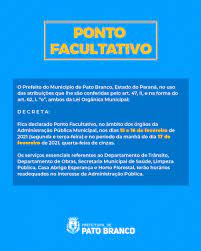 Todo mundo alguma vez já ouviu falar sobre ponto. Prefeitura Informa Sobre Ponto Facultativo No Feriado De Carnaval Municipio De Pato Branco