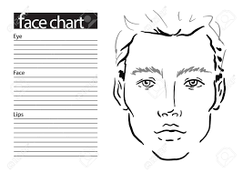 9 Man Face Chart Makeup Artist Blank Template Vector
