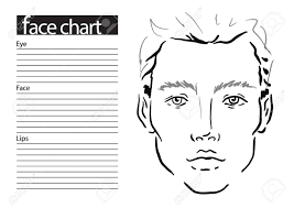 9 man face chart makeup artist blank template vector