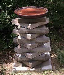 Changed Block Paths Leftover Pavers Decided To Store Them Vertically As A Birdbath Put A Handful Of Fine Sand Garden Pavers Garden Yard Ideas Garden Paving