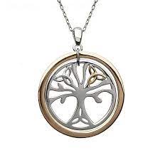 Silver And Rose Gold Tree Of Life Pendant Made From Rare Irish Gold Handmade In Ireland With Free Wor Irish Jewelry Tree Of Life Pendant Tree Of Life Necklace