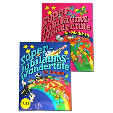 Eine wundertüte ist eine verschlossene runde oder rechteckige tüte aus papier, die man käuflich erwerben kann und in der sich eine oder mehrere sogenannte überraschungen befinden. Jubilaums Wundertute Junge Und Madchen Sortiert 20 Stk Sweets Online Com