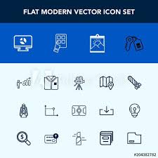 Modern Simple Vector Icon Set With Chart House Success