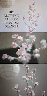 How To Make A Diy Glowing Cherry Blossom Branch Centerpiece Cherry Blossom Decor Cherry Blossom Party Paper Flowers Wedding