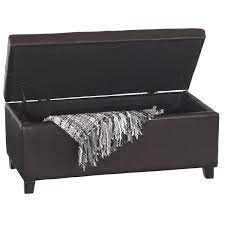 High quality leather storage ottomans mostly feature a smooth padded seat top or classic vintage style upholstery. Viscologic Flip Lift Top Faux Leather Storage Ottoman Bench Dark Brown Walmart Canada