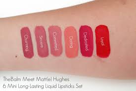 Thebalm Meet Matte Hughes 6 Mini Long Lasting Liquid Lipsticks Set Swatches 01 The Beautynerd Liquid Lipstick Set Lipstick Set Meet Matte Hughes