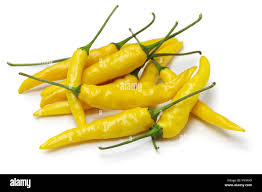 Aji Amarillo Yellow Chili Pepper On White Background Stock Photo Alamy