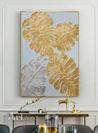 Large Silver Original Painting On Canvas Abstract Painting Etsy Silver Leaf Painting Abstract Canvas Painting Canvas Painting