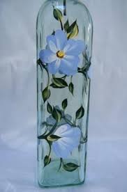 Botella De Aceite Botella De Aceite Con Flores De Color Azul Olive Oil Jar Painted Wine Bottles Olive Oil Container
