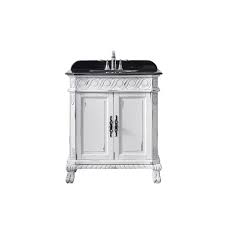 I bought 72 grey london vanity with double sinks and carerra marble top. Ove Decors 15vva Tren30 081af Trent 30 Inch Antique White Single Sink Bathroom Vanity With Black Granite Top
