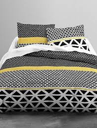 Parure De Lit Reversible Imprime Graphique Noir Blanc Jaune Linge De Lit Parure De Lit Housse De Couette Noir Housse De Couette