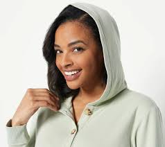 Encore by Idina Menzel Petite French Terry Hooded Jumpsuit Sage XL New