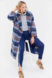 Black And White Checkered Fluffy Jacket Uo Oversized Plaid Wool Overcoat Plaid Coat Wool Overcoat Blue Plaid Coat