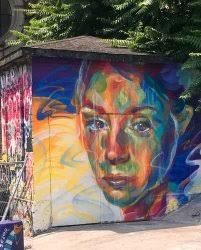 Street-art Fresco by Sema Lao at Point Éphémère Paris, canal St-Martin