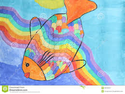 Beautiful Rainbow Fish Children Watercolor Painting Royalty Free Rainbow Art Watercolor Art Lessons Watercolor Art Diy
