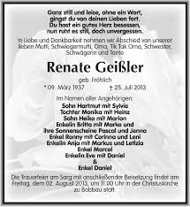 Escapade, affair, a bit on the side. Traueranzeigen Von Renate Geissler Www Abschied Nehmen De