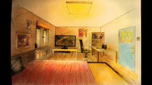 If this happens, either start again to make your drawing more accurate or make a best fit, keeping your line. How To Draw One Point Perspective Bedroom With Furniture Youtube