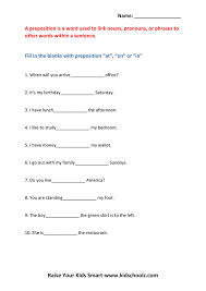 All the words in bold print above are prepositions. Grade 3 Prepositions Worksheet 5 Kidschoolz