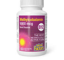 Natural Factors, Vitamin B12 Methylcobalamin 5000 mcg, Chewable Support for  Energy and Immune Health, Vegetarian, 60 tablets (60 servings)