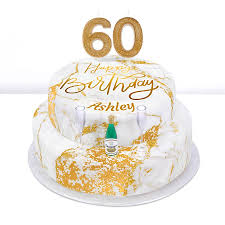 Say happy 60th with a cake they'll never forget! Bakerdays Personalised 60th Birthday Champagne Cake From Bakerdays