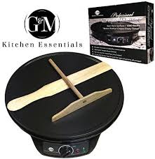 Professional Crepe Maker Machine By Gm Kitchen Essentials Nonstick 12 Electric Pancake Griddle Adjustable Temperatu Crepe Maker Pancake Griddle Wooden Spatula