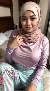 1 malay female, wearing a pink Muslim hijab, half nude dress - SeaArt AI