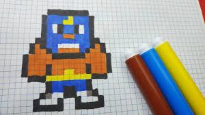 Como Hacer A El Primo Brawl Stars Pixel Art Dibujos En Cuadricula Produccion Artistica Perro Punto De Cruz