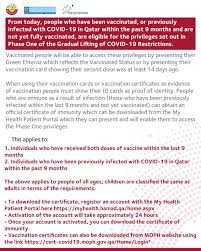 Speaking at the opening session of the qatar economic forum. ÙˆØ²Ø§Ø±Ø© Ø§Ù„ØµØ­Ø© Ø§Ù„Ø¹Ø§Ù…Ø© On Twitter From Today People Who Have Been Vaccinated Or Previously Infected With Covid 19 In Qatar Within The Past 9 Months And Are Not Yet Fully Vaccinated Are Eligible