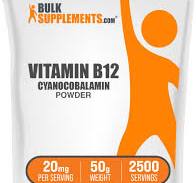 BulkSupplements.com Vitamin B12 Powder - as Cyanocobalamin, Vitamin B Supplement, Vitamin B12 200 mcg - Essential Vitamin, Gluten Free, 20mg per ...
