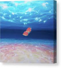 Swimming sea turtle canvas print. Under The Beautiful Sea A Large Underwater Seascape Painting Canvas Print Canvas Art By Gill Bustamante