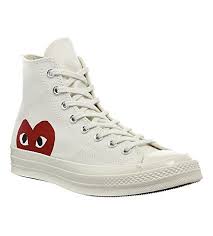 Comme Des Garcons Play X Converse Chuck Taylor 1970s Hi Beige Comme Des Garcons Comme Des Garcons X Converse High Top Canvas Trainers Mens High Top Shoes Converse Stylish Sneakers