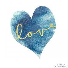 Free Gold Love Printable With Blue Watercolor Heart Watercolor Heart Blue Valentine Heart Wallpaper