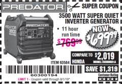(5 days ago) offer details: Harbor Freight Tools Coupon Database Free Coupons 25 Percent Off Coupons Toolbox Coupons Predator 3500 Watt Super Quiet Inverter Generator