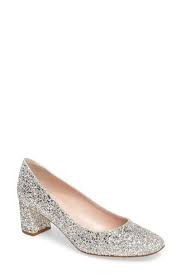 Kate Spade Dolores Block Heel Pump In Silver Gold Glitter Modesens
