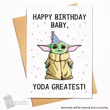 Baby Yoda Birthday Card Birthday Wishes For Kids Happy Birthday Card Design Happy Birthday Design