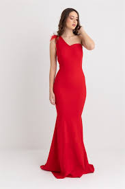 Tek Omuz Tuylu Abiye Kirmizi 2020 Resmi Elbise The Dress Elbise Modelleri