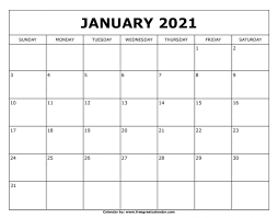January 2021 Calendar Printable In 2020 Calendar Calendar Printables 2021 Calendar
