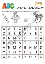 Letter y words and pictures printable cards: Alphabet Word Search W X Y Z Esl Worksheet By Mkosior