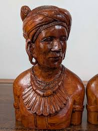 Pair of Igorot hardwood busts, hand-carved, Philippines, mid-20th century  in Antique Busts