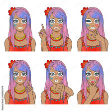 Yamanba Gyaru (japanese black faced girl) character set, various pose and  expression, cartoon illustration like japanese animation, vector Stock  Vector | Adobe Stock