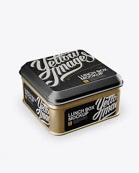 Metallic Square Lunch Box Mockup Half Side View High Angle Shot In Box Mockups On Yellow Images Object Mockups Box Mockup Mockup Free Psd Mockup Psd