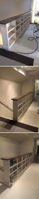 Turn Your Ordinary Attic Stair Railings Into Beautiful Built In Bookshelves Diy Stairs Home Woodworking Projects Diy