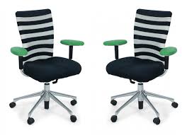 Stylish swivel chair in blue & grey striped fabric with french seam. Set Of 3 Contemporary Striped Swivel Armchairs