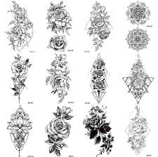 To make the tattoo look more picturesque, the tattooist can add some other elements. Amazon Com Coktak 12pieces Lot Sexy Realistic Flower Temporary Tattoos For Women Girls Body Art Black Small Rose Waterproof Geometric Adult Fake Tattoo Stickers Beauty Personal Care