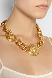 Versace Vintage Chain Necklace Real Gold Jewelry Gold Plated Necklace