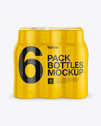 6 Pack Plastic Bottles Mockup In Bottle Mockups On Yellow Images Object Mockups