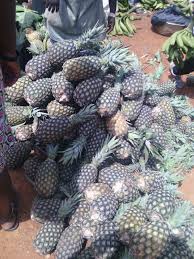 Pineapple On Display At Sunyani Wednesday Market In The Brong Ahafo Region Of Ghana Ghanaian Food Food Display Fresh Food