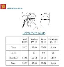 True To Life Studds Helmet Size Chart 2019