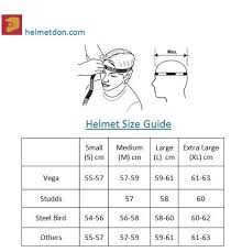 51 methodical studds helmet size chart