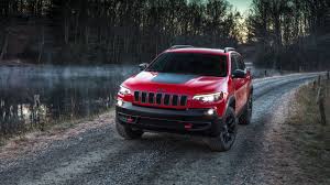 Red Car Jeep Cherokee Trailhawk 2019 On The Road By The River Wallpapers And Images Wallpapers Pictures Photos